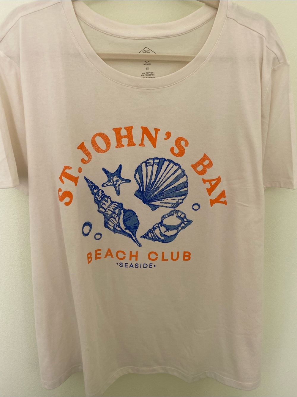 St. John's Bay Light Pink Beach Club Graphic Tee NEW